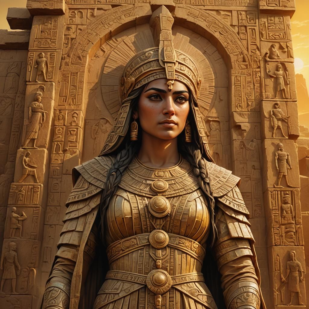 Mesopotamian Priestess at Ziggurat, Painterly Style