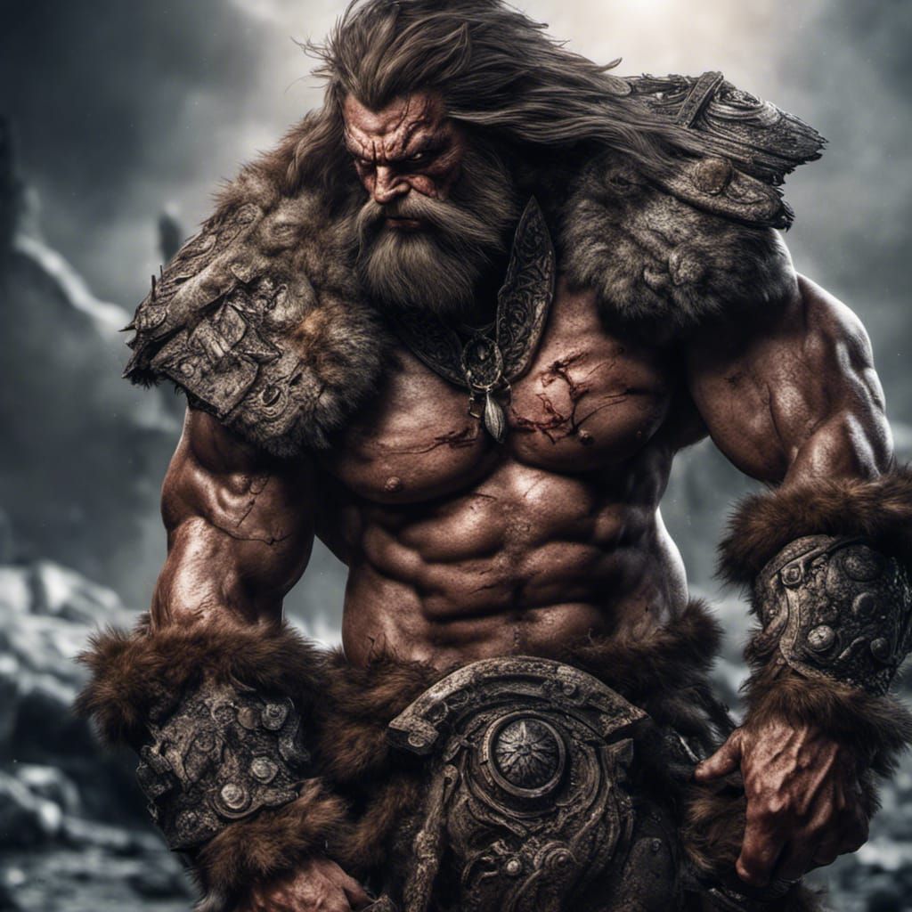 Grim-Dark Beast-Man Barbarian in Hyperrealistic Style