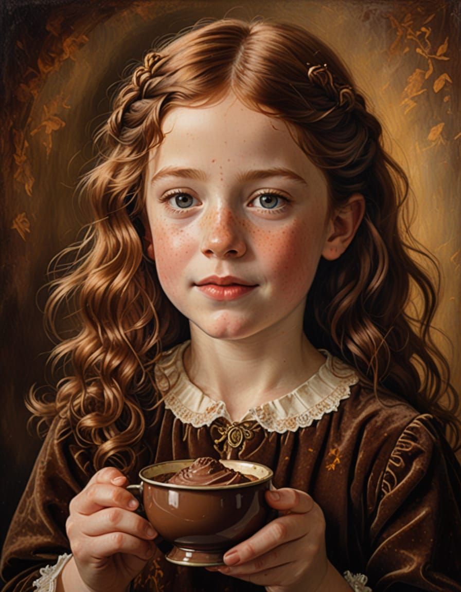 Child in Velvet Chocolate Mousse, Pre-Raphaelite Style