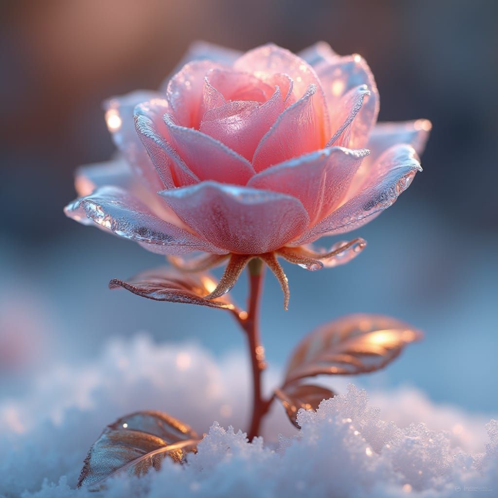 Crystal Rose with Faceted Petals in Ethereal Style