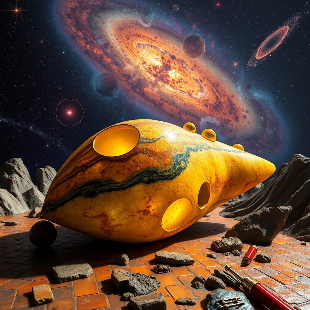 Surreal Space Odyssey with Radiant Jasper Geode and Cosmic S...