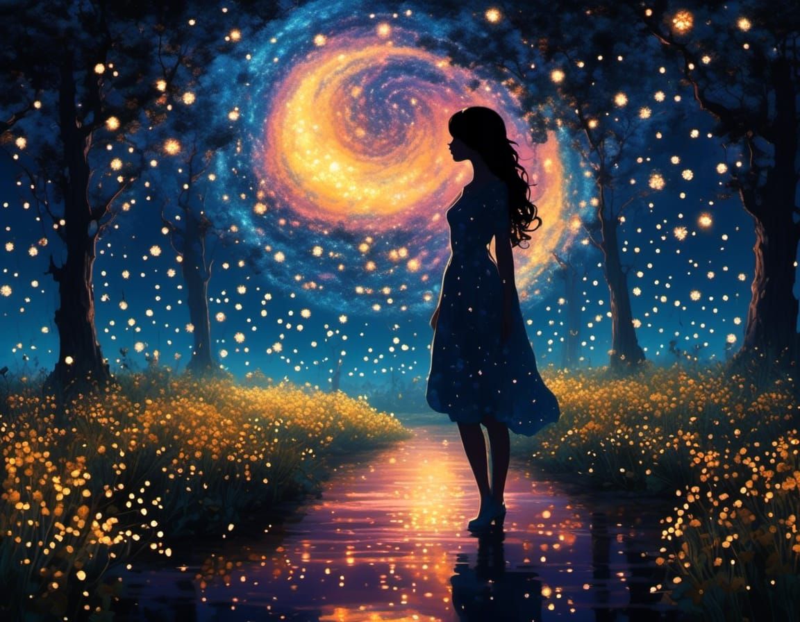 Surreal Silhouette with Luminescent Scales at Twilight