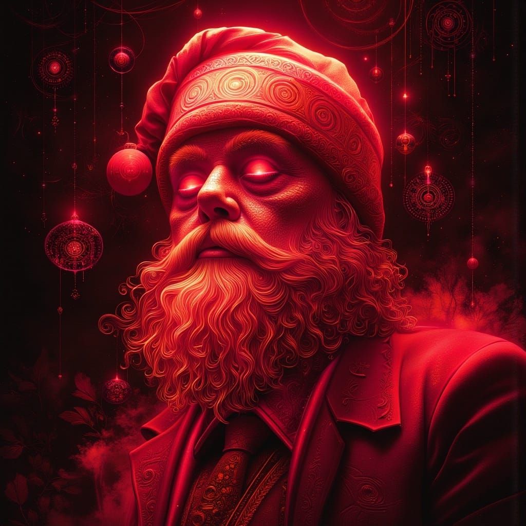 Stunning Red Light Santa in Victorian Attire