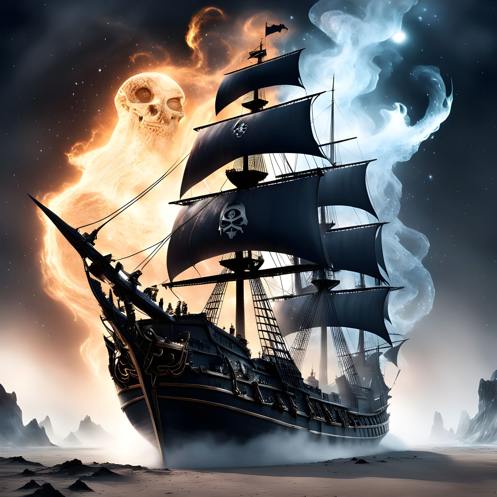 Mythical Pirate Ship Made of Stars and Dust