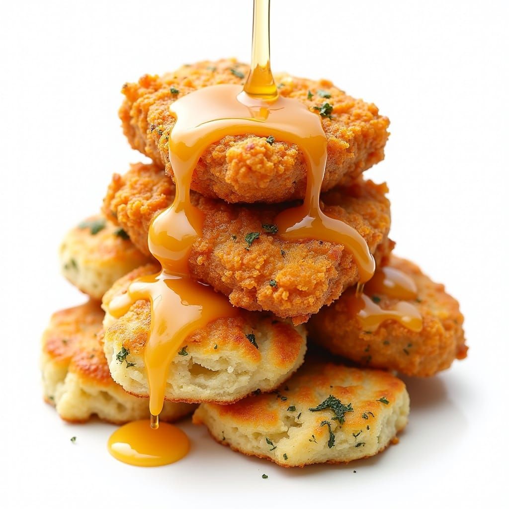 Golden Chicken Croquettes on Herb Biscuits