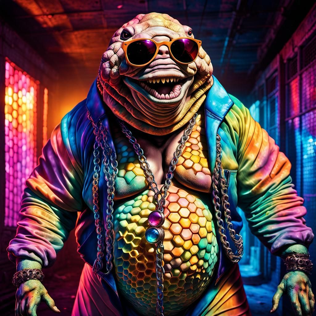 Glamorous Alien Tardigrade in Psychedelic Art Style