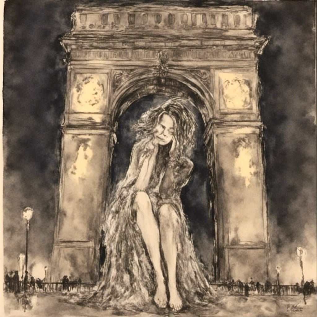 Arc de Triomphe at Night, Surreal Art