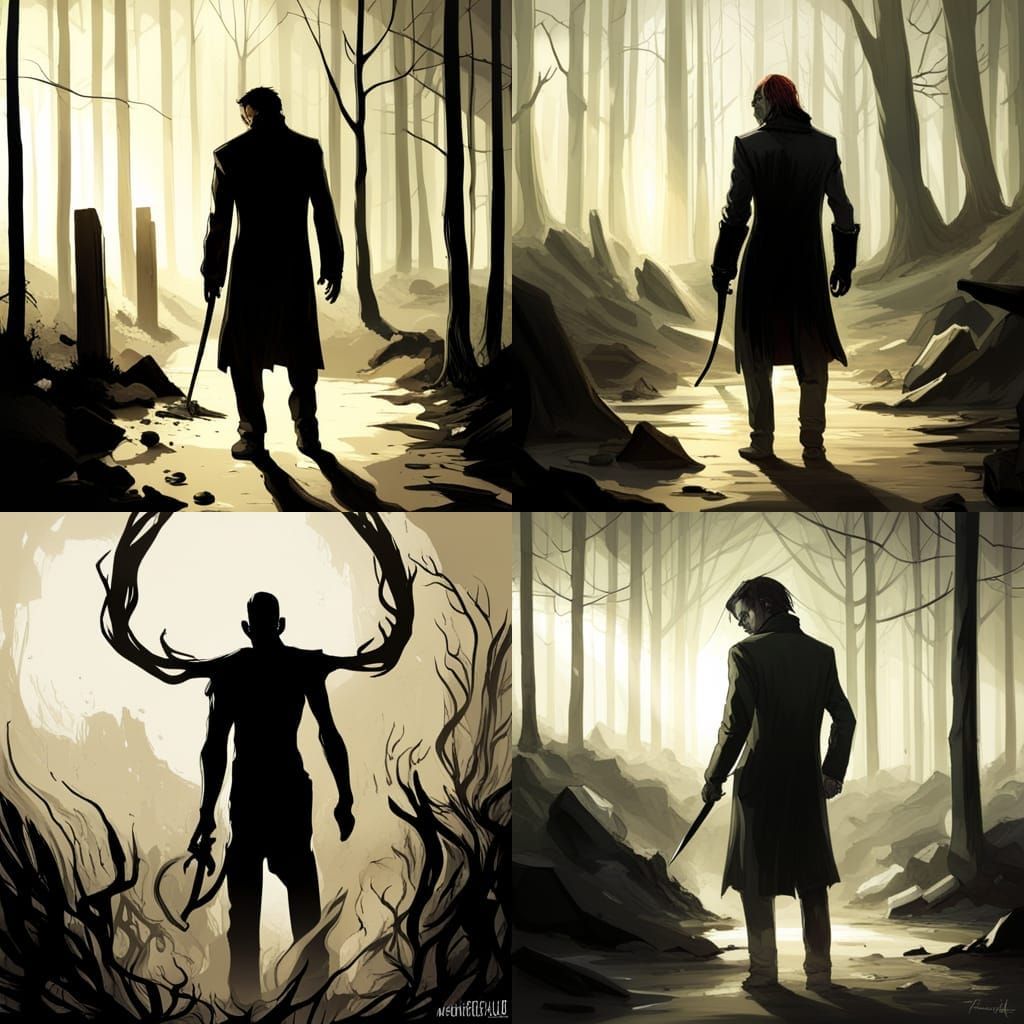 Sinister Shadow Figures in Dark, Haunted Portrait