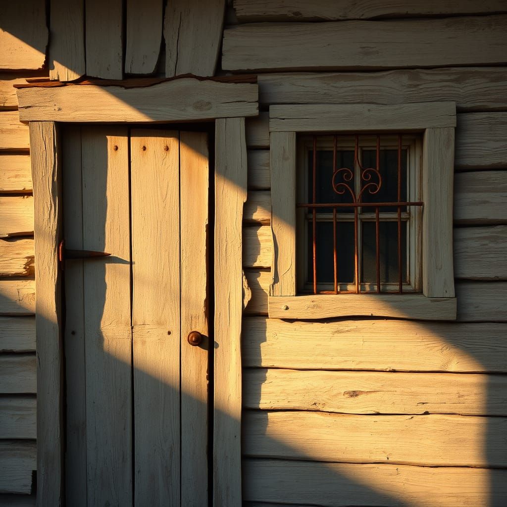 Weathered Wall and Door in Rustic, Nostalgic Style