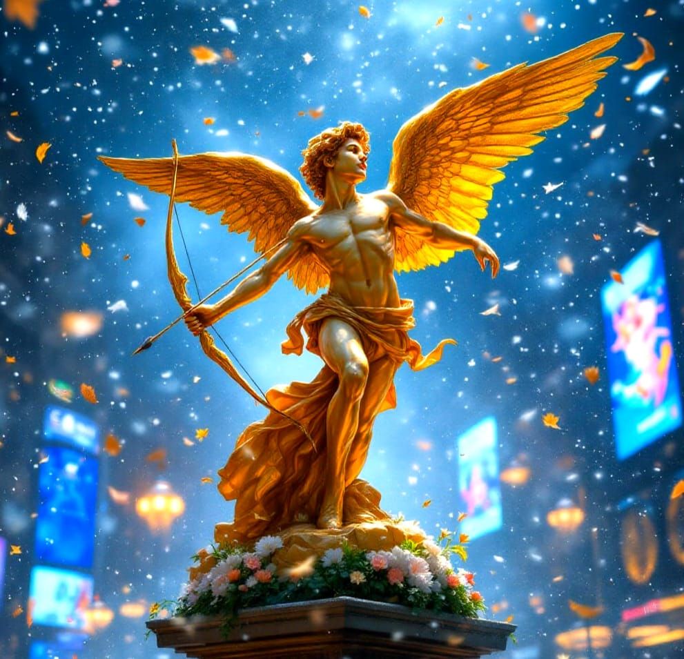 Whimsical Eros Statue in Piccadilly Circus