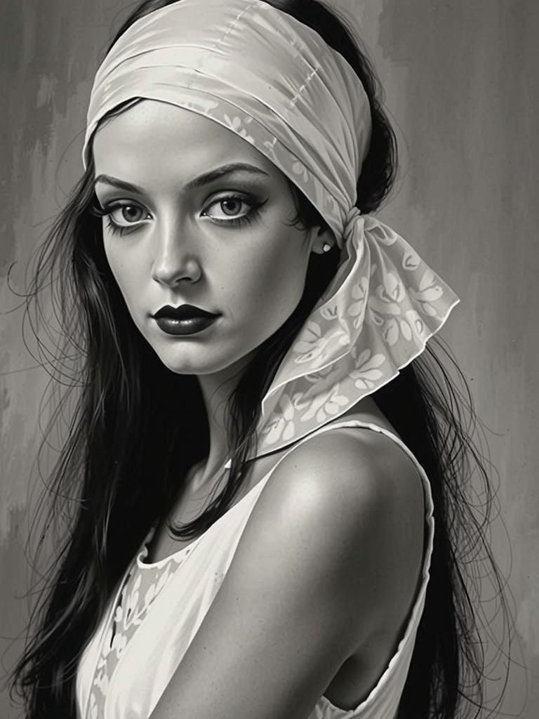 Introspective Woman in Dreamy Surrealist Style