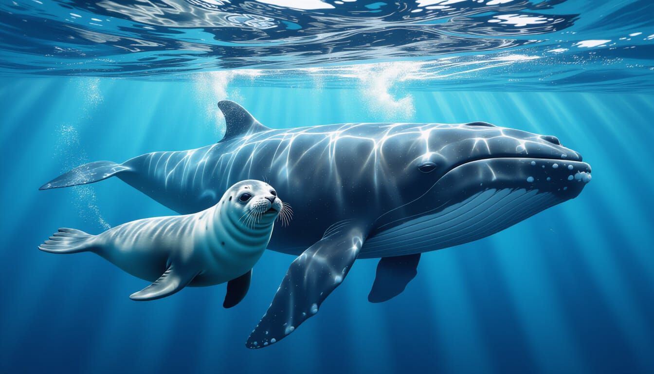 Seal Pup and Whale: Ocean Friendship