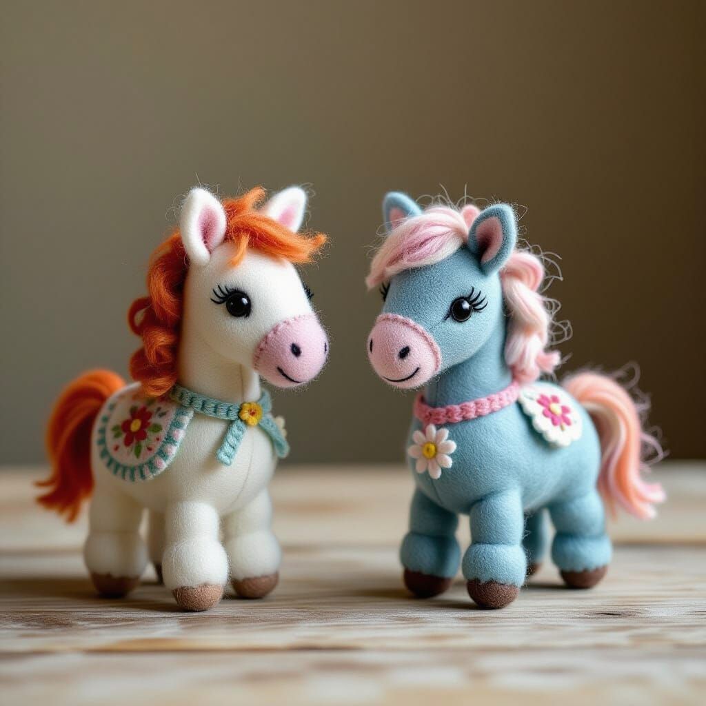 Whimsical Felt Horses Inspired by Children's Illustration