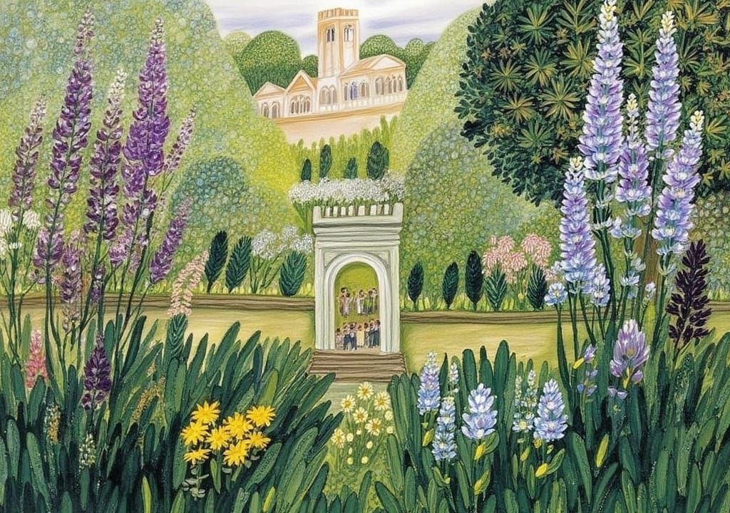 Delphinium and Monkshood Fairytale Garden Art