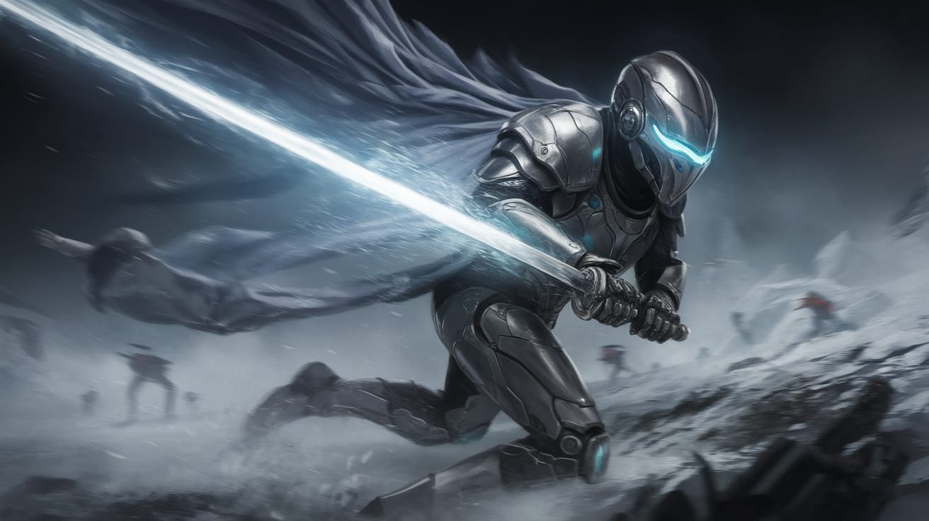Cyberpunk Winter Storm Knight in Shining Armor