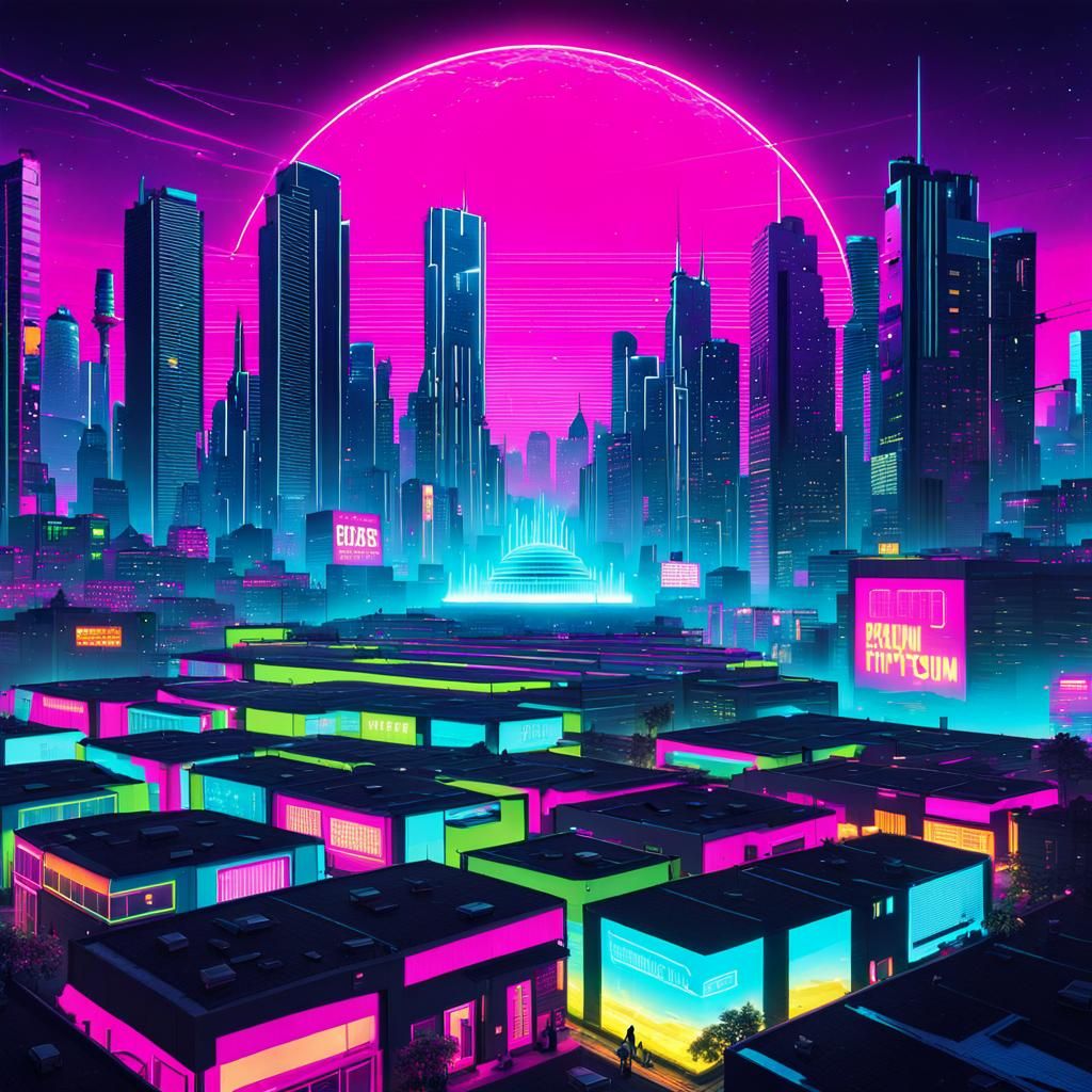 Futuristic Cityscape with Intricate Mech Details
