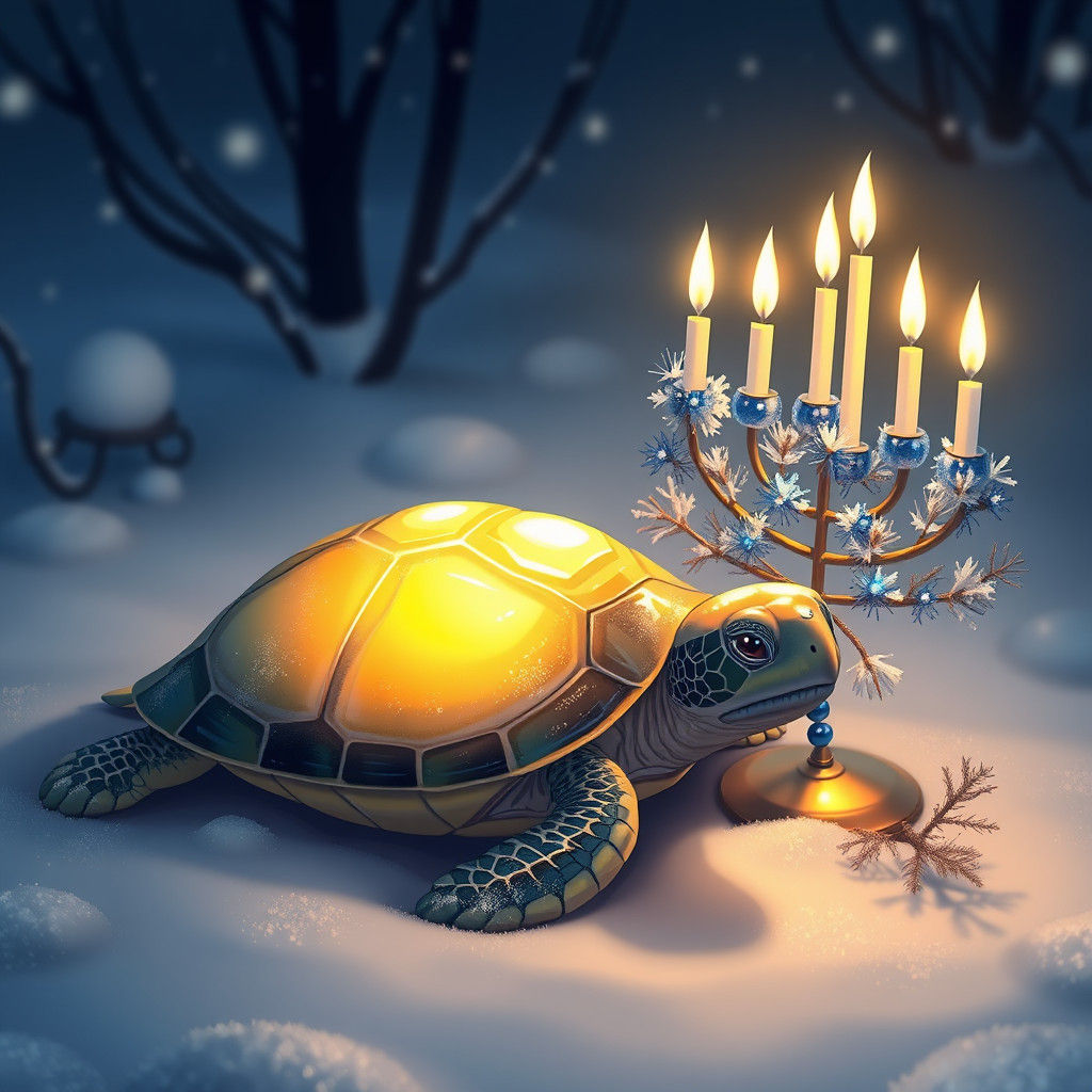 Turtle Celebrates Hanukkah in Anime Style