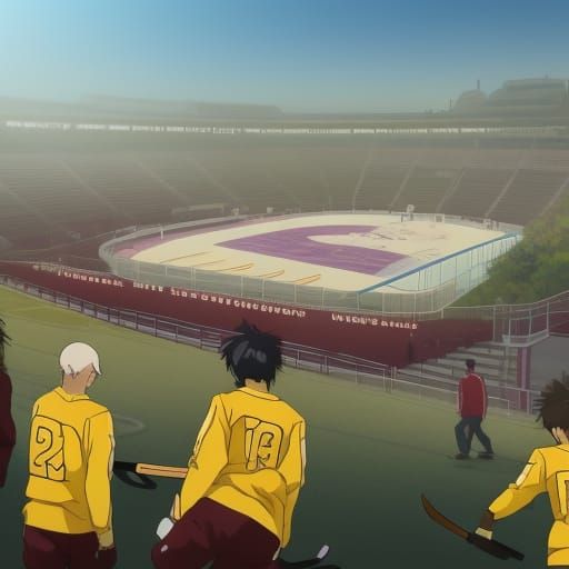 Minnesota Hockey Team in Anime Style