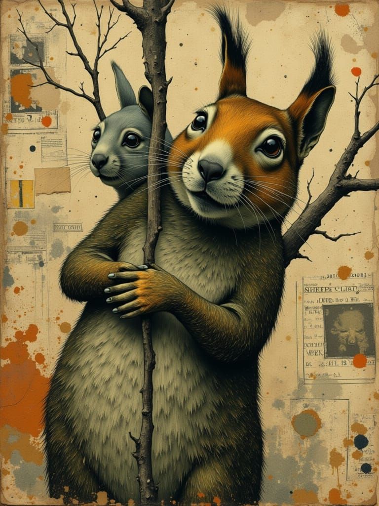 Surreal Squirrel in Moody Contexture Style