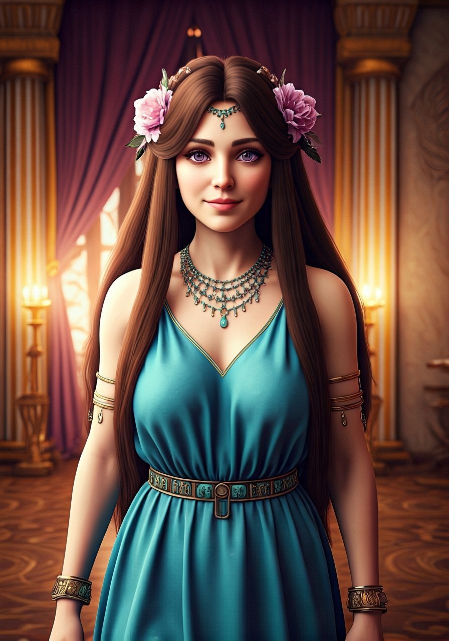 Ancient Greek Princess in Lavish Palace Bedroom