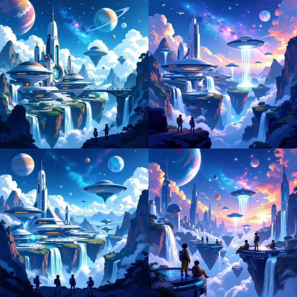 Futuristic Space Academy in Anime Steampunk Style