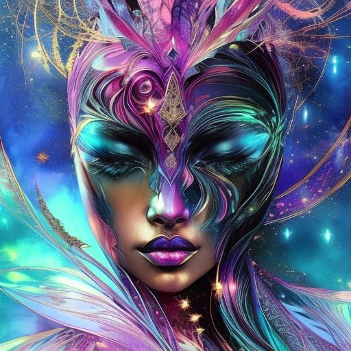 Cosmic Afrofuturistic Goddess in Digital Art Style
