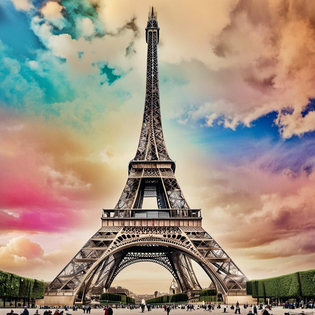 Colorful Eiffel Tower Sandwich with Italian Backdrop
