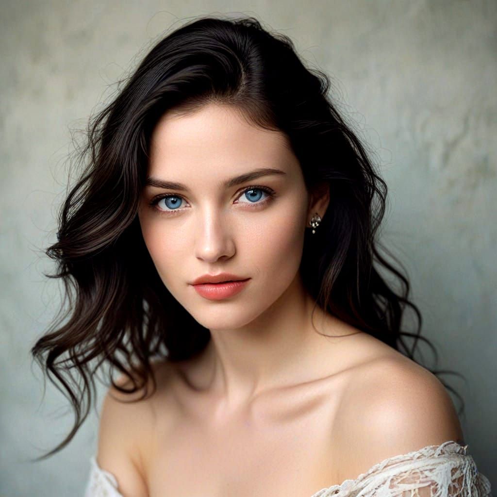 Stunning Dark Haired Woman in Elegant Pose