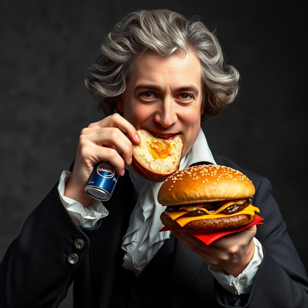 Beethoven Enjoys Big Mac in Formal Attire