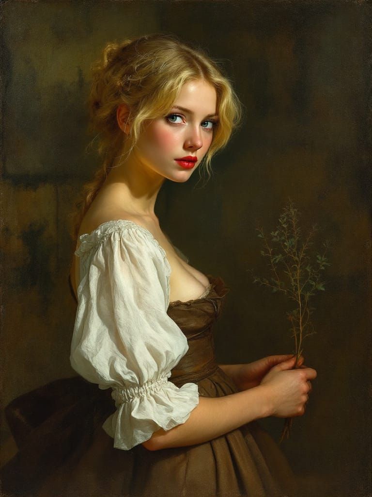 Golden Hour Pin-Up Woman in Dutch Golden Age Style