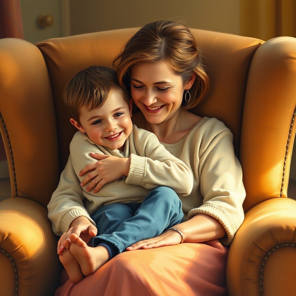 Motherly Love in Warm, Golden Hues