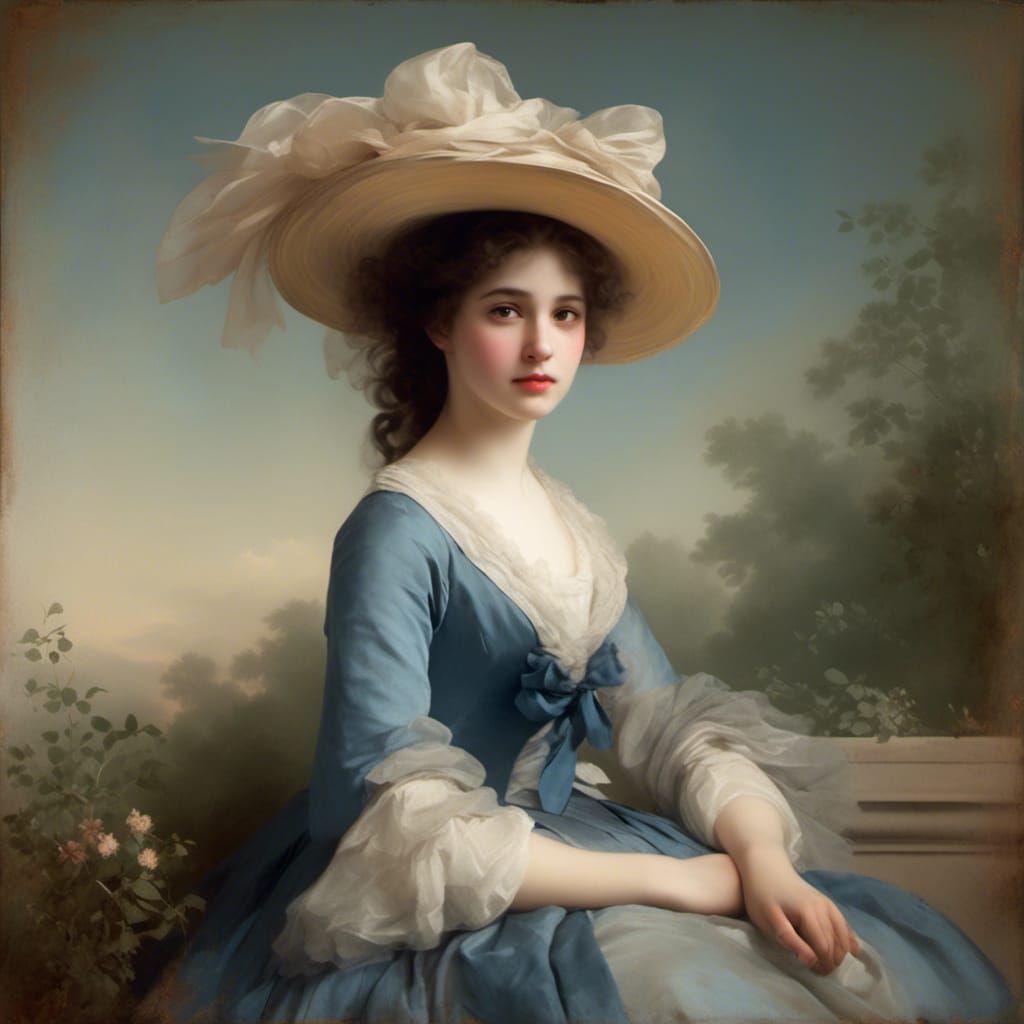 Victorian Woman Portrait in Rococo Style