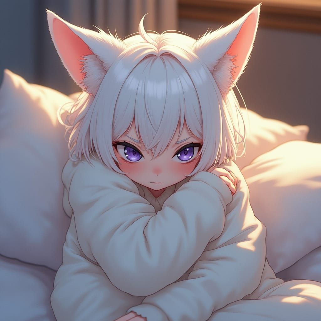 Fox-Eared Girl: Whimsical Watercolor Portrait