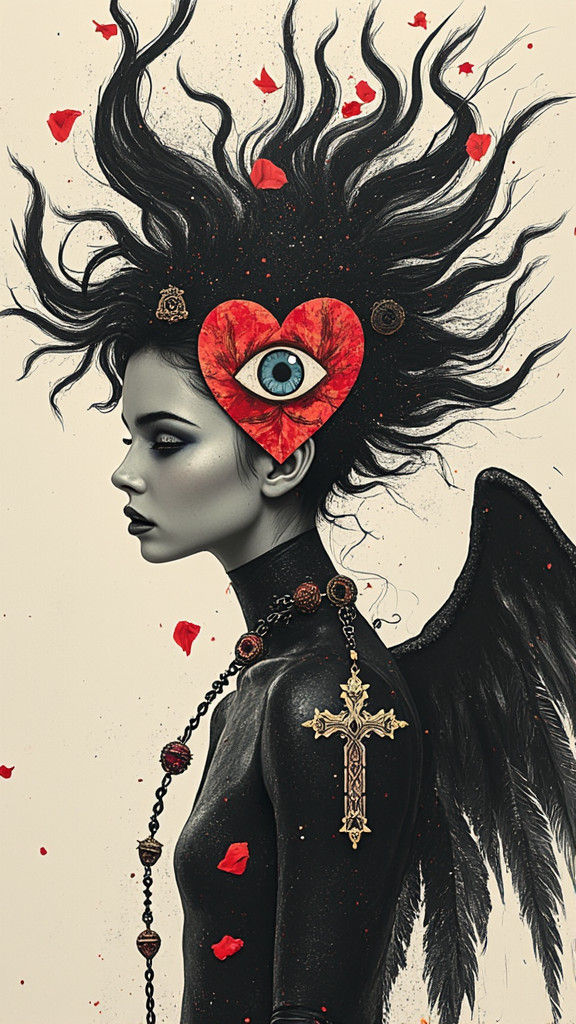 Dramatic Photogram of Winged Figure in Dadaist Style