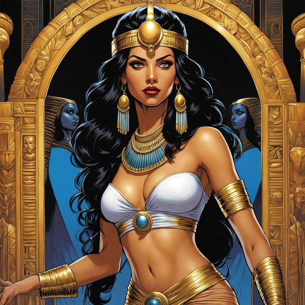 Egyptian Priestess in Golden Bikini, Comic Book Art