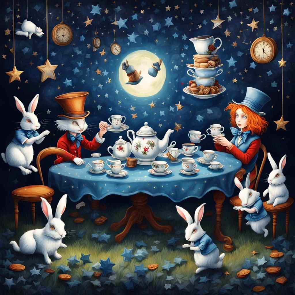Alice's Topsy-Turvy Tea Party: A Matte Painting