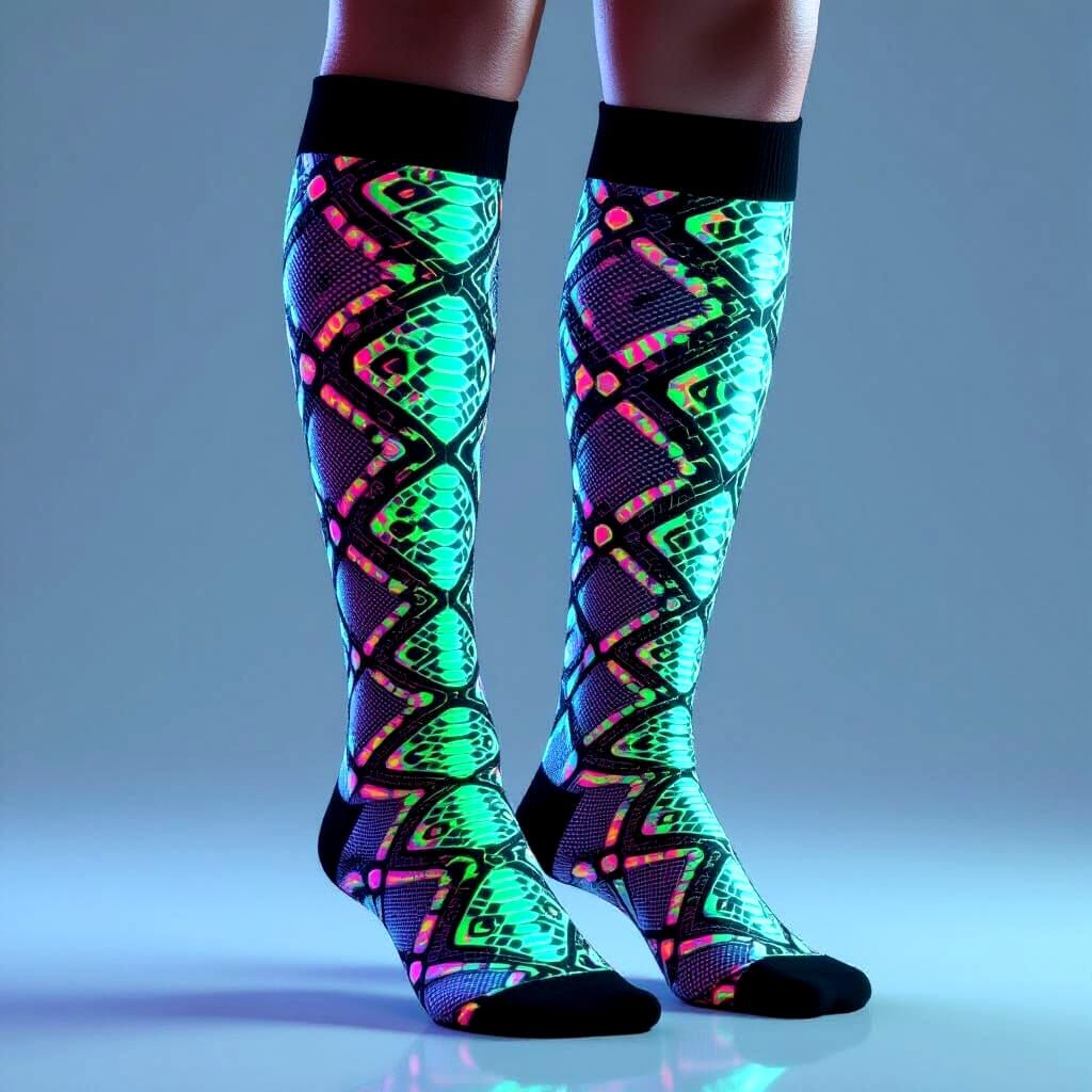 Luminescent Snakeskin Pattern Knee High Socks as Digital Art