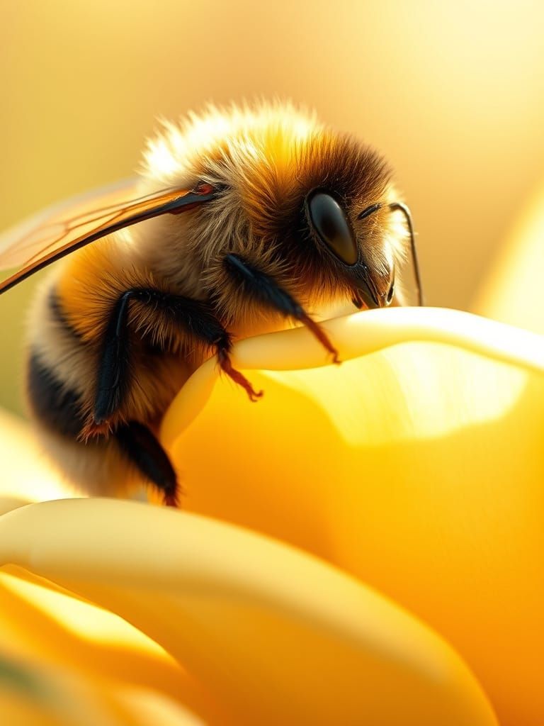 Sleepy Bumblebee in Whimsical Illustration Style