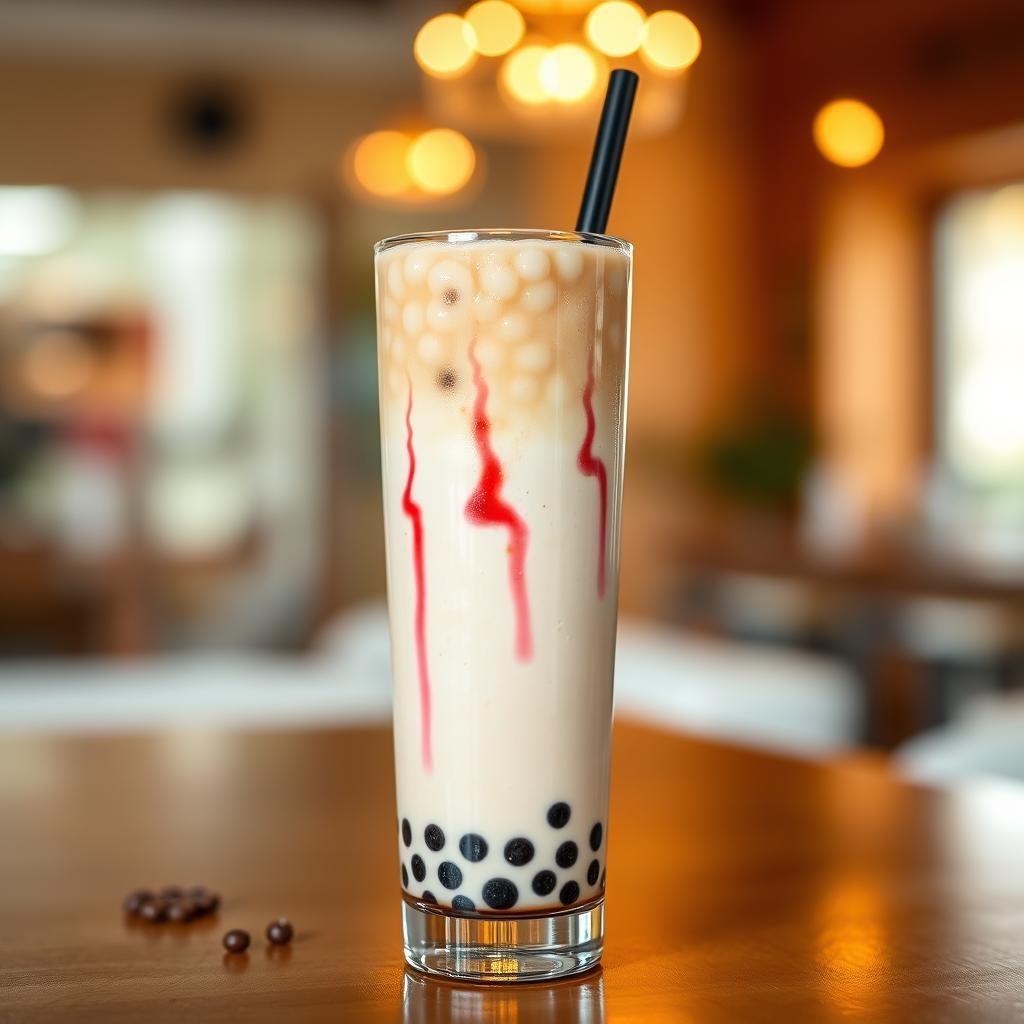 Vibrant Bubble Tea with Coffee Liqueur, Hyperrealistic