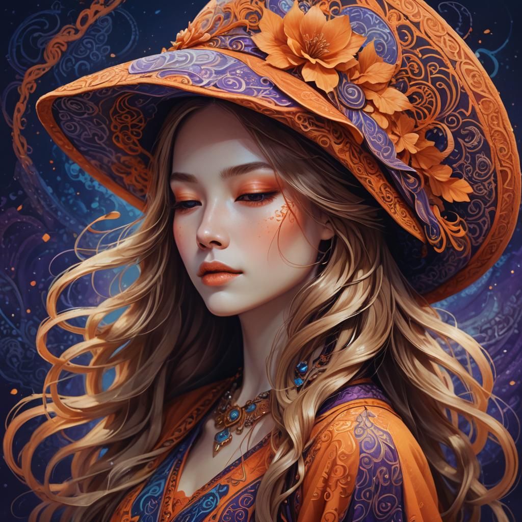 Woman in Ornate Hat: Fantasy Concept Art