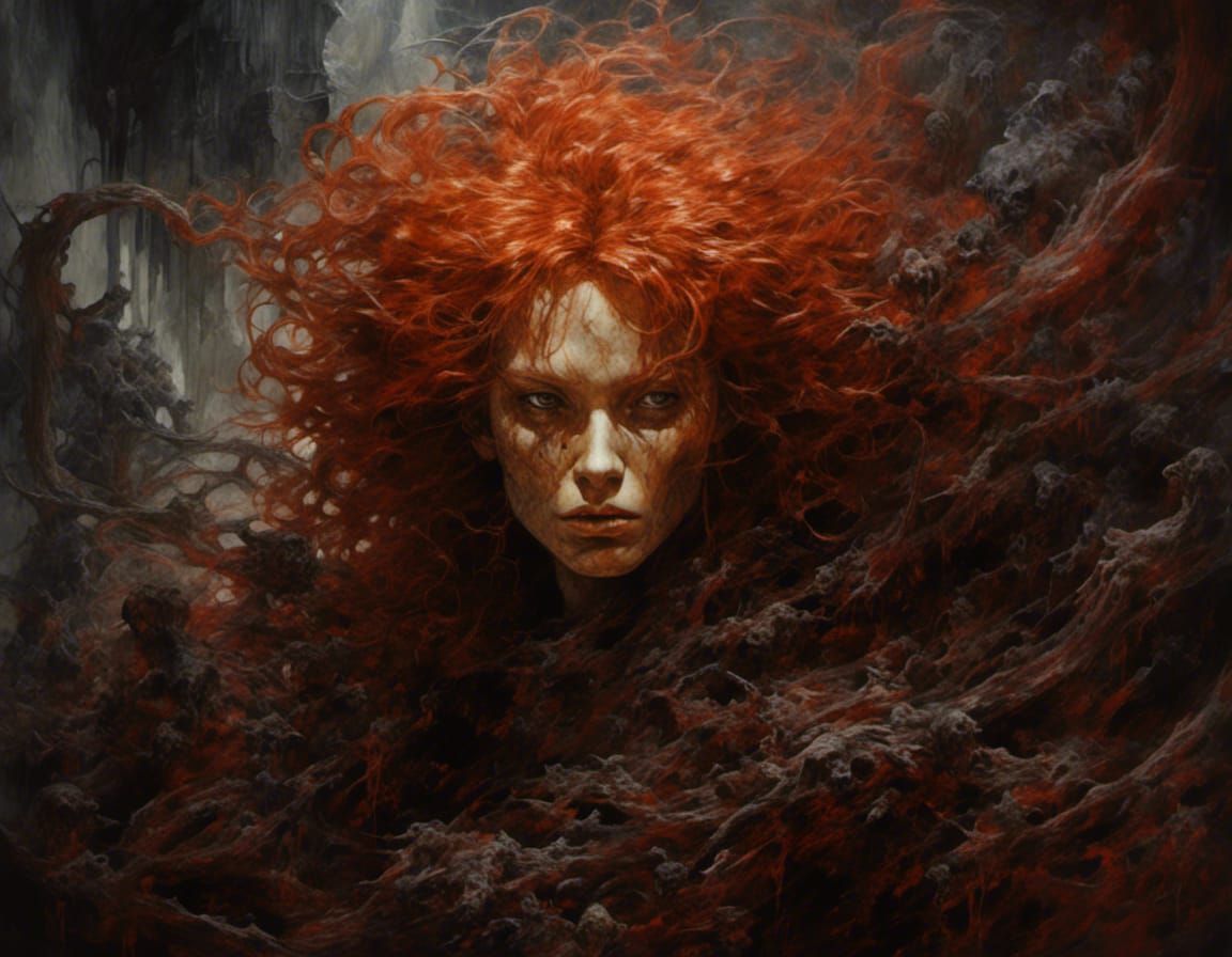 Frizzy Red-Haired Demon Emerges from Hell
