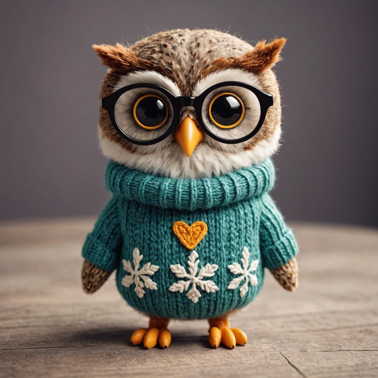 Adorable Cartoon Owl with Glasses and Sweater