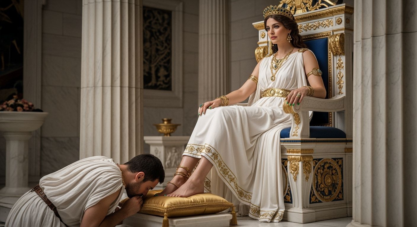 Greek Goddess on Throne in Temple: Professional Photography