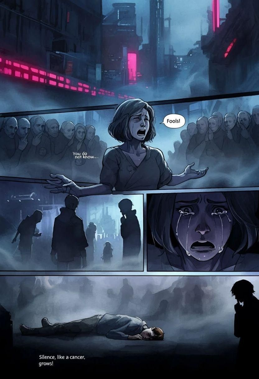 Dystopian Cityscape: Graphic Novel in Digital Art Style