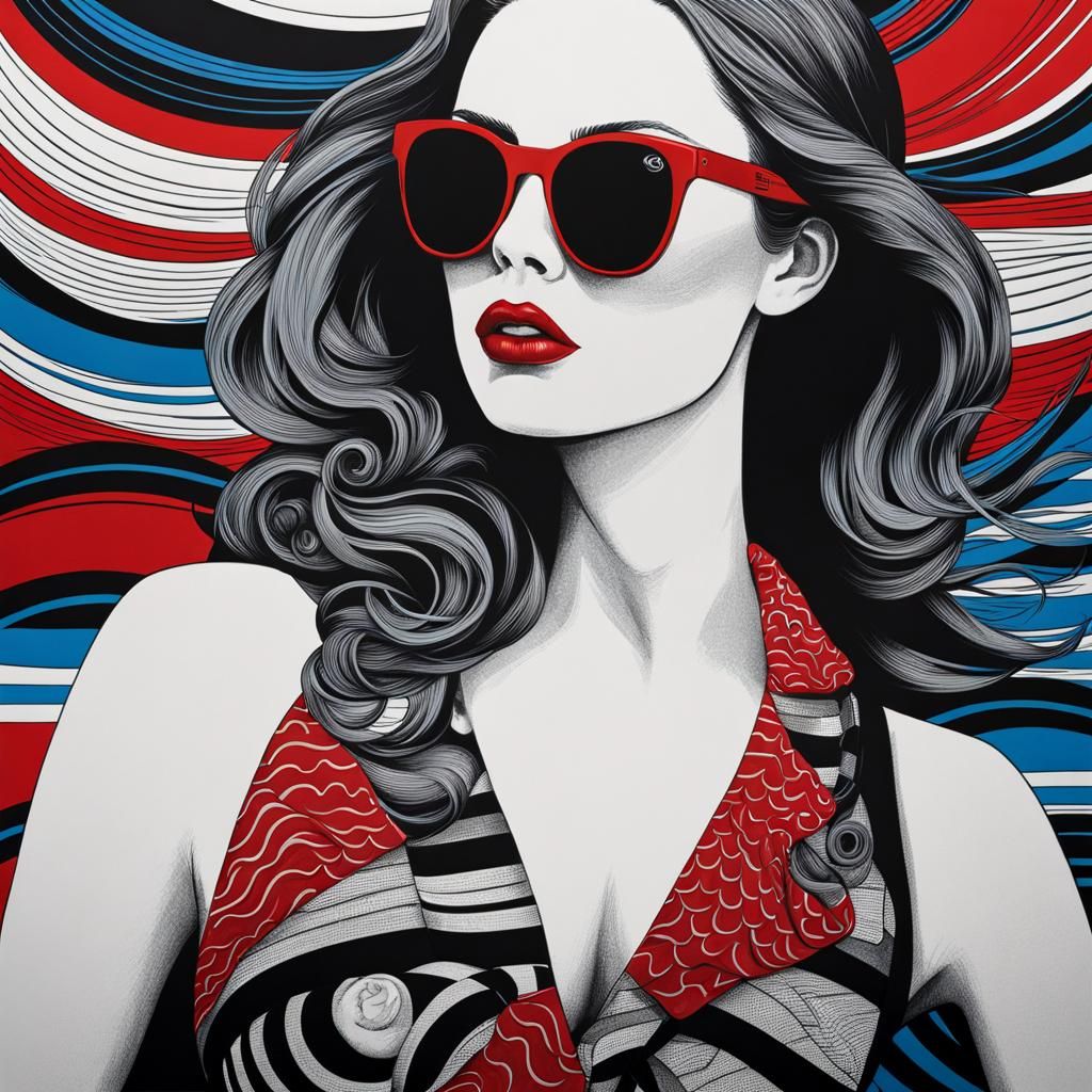 Hyperdetailed Charcoal Drawing of Red Herring Mermaid