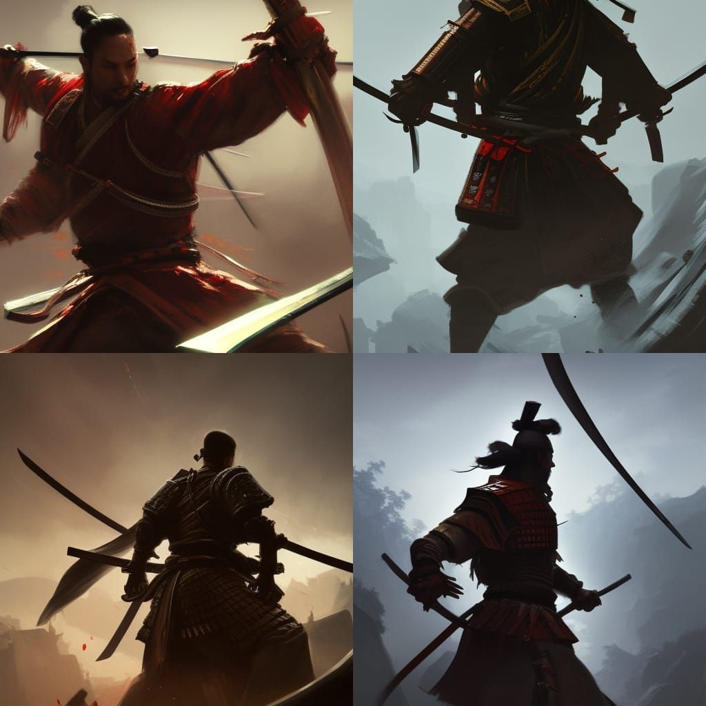 Hyperdetailed Shogan Samurai with Katana, Dark Fantasy Art