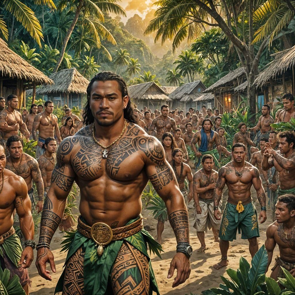 Samoan Man in Traditional Attire: Fantasy Art