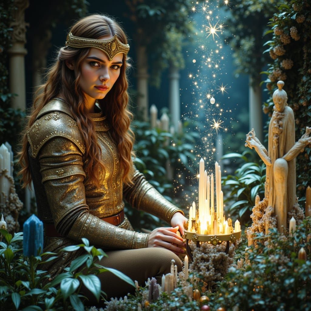 Celestial Knight in Art Nouveau Style