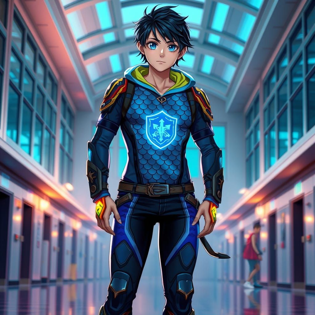 Confident High School Hero in Modern High-Fantasy Setting