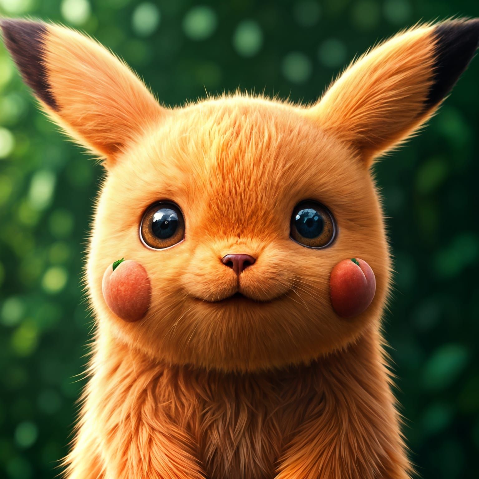 Peachkachu: A Peach-Themed Pikachu Portrait